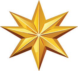 Golden Christmas Star with Light Reflections Vector Art.