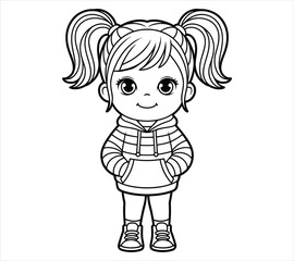 Bold Line Chibi Girl Art for Children