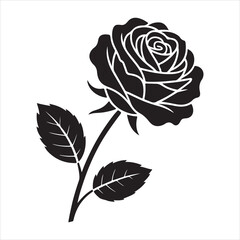 Black Rose Silhouette Vector Illustration