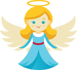 Golden Halo Christmas Angel Illustration.