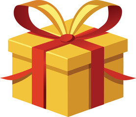 Golden Gift Box Vector Ribbon.