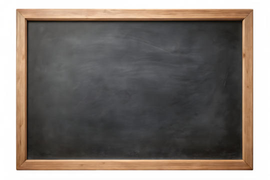 A blank chalkboard with a wooden frame, isolated on a transparent background, ready for writing or drawing - Powered by Adobe