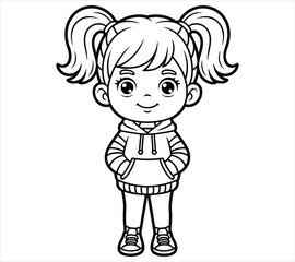 Chibi Style Hoodie Girl with Big Eyes