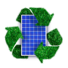 solar panel background recycle symbol