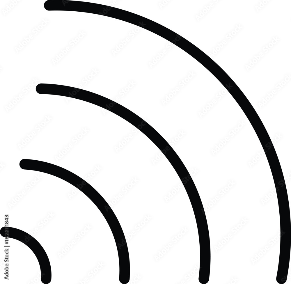 Poster signal wave icon representing internet broadcast or wireless transmission with transparent backgroun