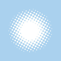 Halftone design element, circular halftone dot pattern. Specks, vector circle gradient. Modern circle design in polygraphic style. Printing pattern.