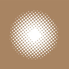 Halftone design element, circular halftone dot pattern. Specks, vector circle gradient. Modern circle design in polygraphic style. Printing pattern.