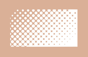 Halftone design element, rectangular halftone dot pattern. Specks, vector circle gradient. Modern design in polygraph style. Printing pattern.