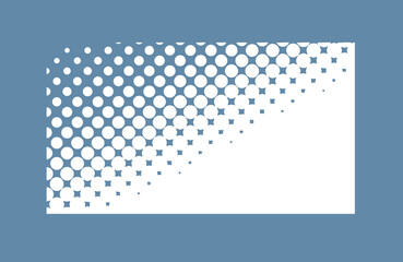 Halftone design element, rectangular halftone dot pattern. Specks, vector circle gradient. Modern design in polygraph style. Printing pattern.