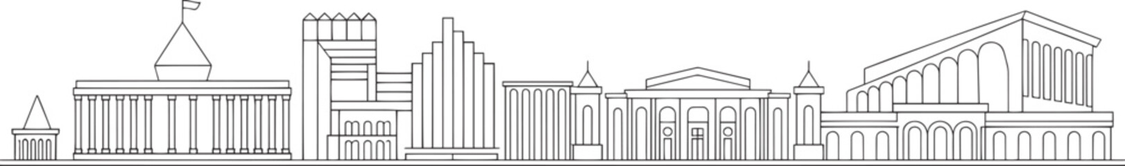 Obraz premium Detailed Vector Skyline of Canberra Australia Outlined Against Transparent Backdrop for Design Projects