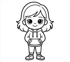 Sweet Chibi Girl Hand Raised Drawing