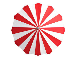 Top View of Red and White Beach Umbrella with Sunlight Highlights, transparent background