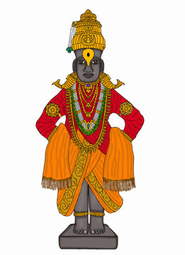 hand drawn digital art of lord vitthal