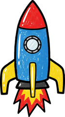 Childs Drawing of a Toy Rocket Ship