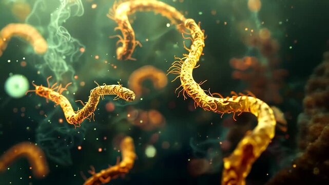 Bacteria Ebola virus under a microscope	