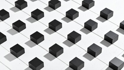 Black Cubes Pattern on White Background