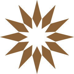 Vector illustration of an abstract flower with a star shape and shiny leaf ornaments