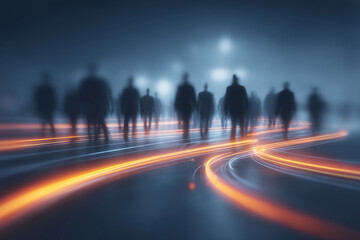 Abstract Business People Moving Forward Technology Global Digital Data Network Lines Future Concept