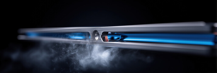 Futuristic Technology Device Abstract Concept Blue Light Stream Airflow Industrial Engineering Design Modern