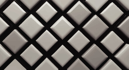Fototapeta premium Abstract geometric pattern featuring a repeating diamond grid, light and dark contrast.