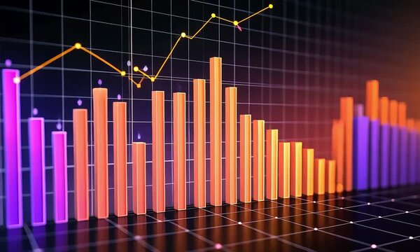 Abstract colorful bar graph financial data visualization business graph