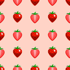 Seamless pattern with cute strawberry.