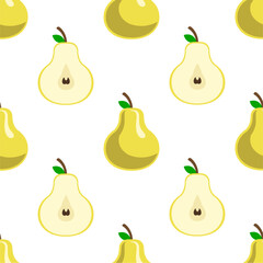 Pear seamless pattern. Fruit background. Beautiful vector print.