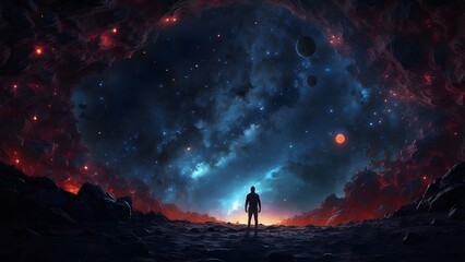Fototapeta premium A dark void surrounded by faintly glowing constellations.Cinematic theme, HDR, Vibrant 