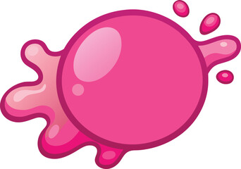 Pink Bubblegum Glossy Splash Illustration Vector.