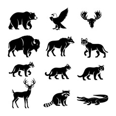 Fototapeta premium silhouette vector icon us popular fanny animal pack