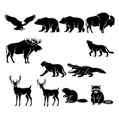 Naklejka premium silhouette vector icon us popular fanny animal pack