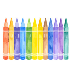 Vibrant Watercolor Crayons in a Rainbow Spectrum Array