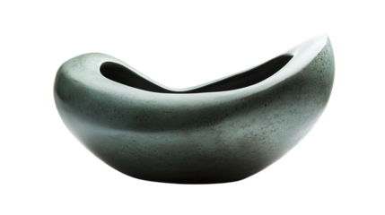 A modernist ceramic vase with asymmetrical curves and matte finish, isolated on transparent background 