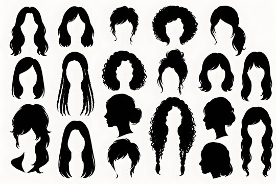 vector silhouette of woman hairstyle