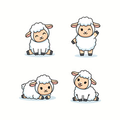 Cute Cartoon Sheep in Various Poses