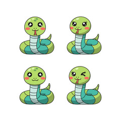 Cute Cartoon Snakes in Various Poses