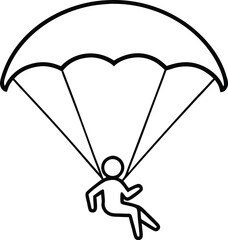 Parasailer and Parasailing in air outline icon