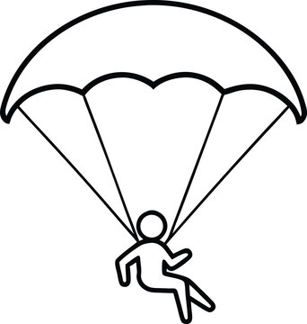 Parasailer and Parasailing in air outline icon