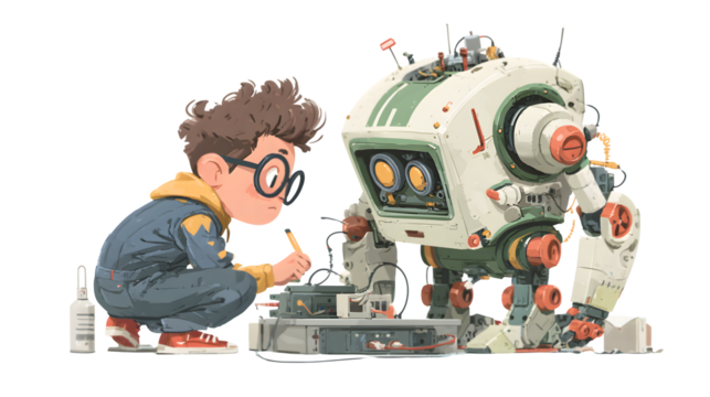 Cartoon vector of a cheerful boy acting out daily life routines in a playful vector format, perfect for educational projects, mobile apps, and creative infographics.