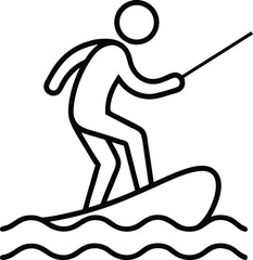 wakeboarding outline icon on transparent background