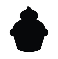 Full black color silhouette of a toy cupcake for baby on white background Vector illustration