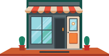Obraz premium Single Storefront Icon With Glass Door.