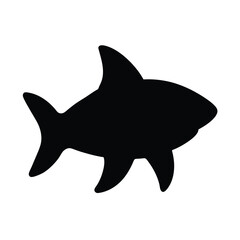 Full black color silhouette of a toy shark for baby on white background Vector illustration