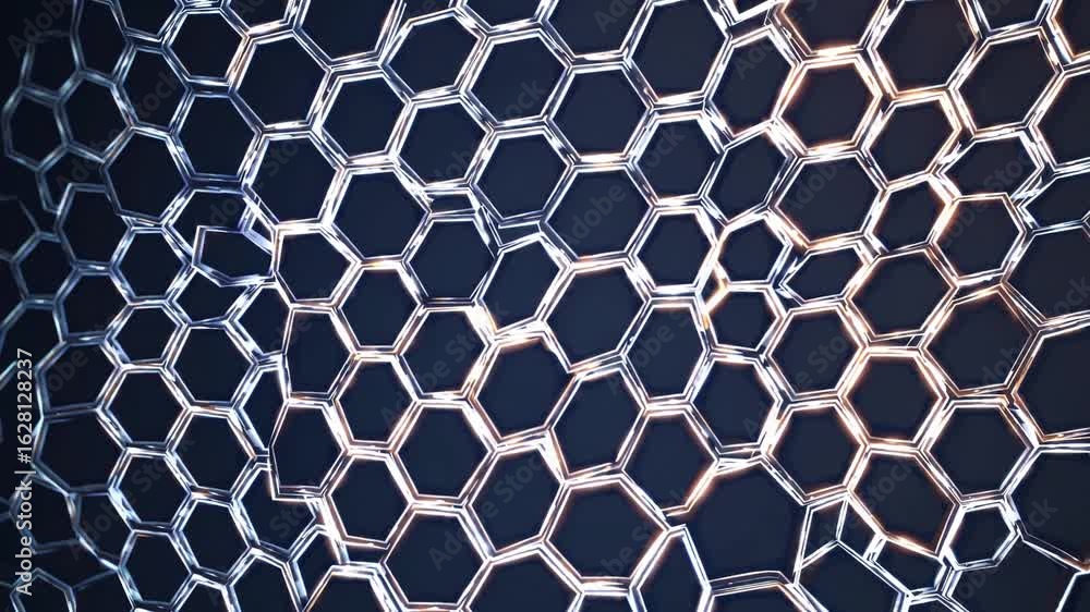 Poster striking closeup of hypnotic hexagonal mesh patterns ideal for branding and design projects, inspiri