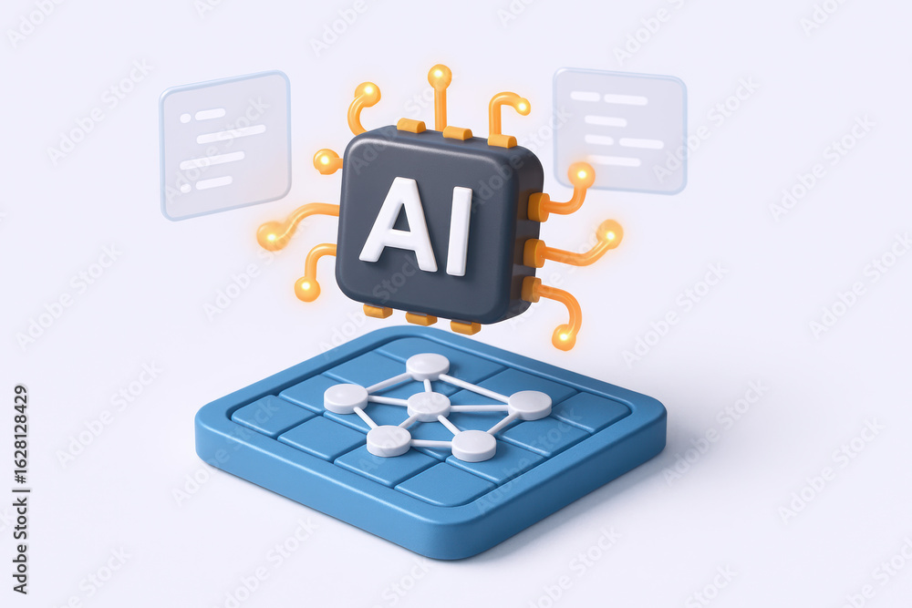 Aufkleber 3d illustration of an ai chip, symbolizing technology and innovation in artificial intelligence and 