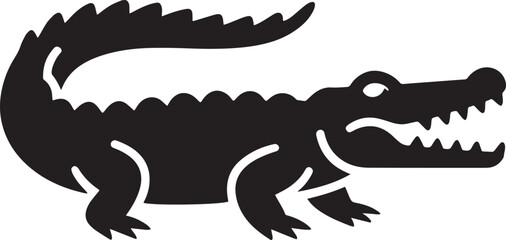 Alligator Silhouette Vector Illustration Reptile Predator Wildlife Swamp Creature Graphic Design Element