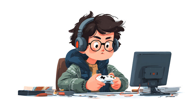 Cartoon vector of a cheerful boy demonstrating typical actions in daily childhood routines, suitable for child-related content, posters, or school materials.