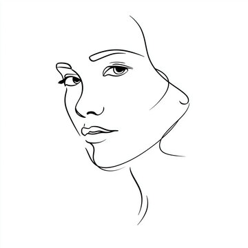 Minimalist line drawing of a woman's face with elegant and simple design