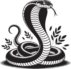 Cobra Silhouette Vector Illustration Venomous Snake Wildlife Graphic Design Black and White