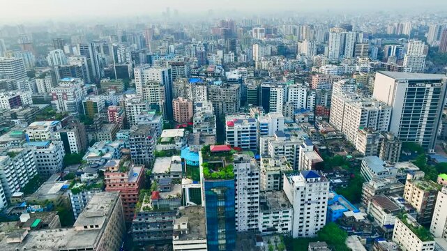a dense urban cityscape with numerous buildings and infrastructure farmgate dhaka bangladesh